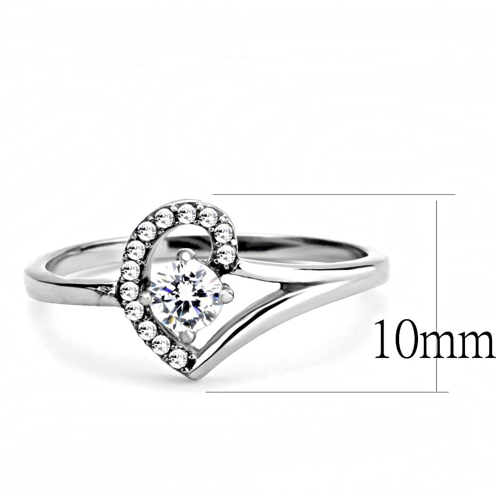 Alamode High polished (no plating) Stainless Steel Ring with AAA Grade CZ in Clear - Alamode