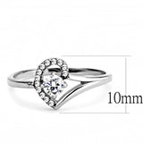 Alamode High polished (no plating) Stainless Steel Ring with AAA Grade CZ in Clear - Alamode