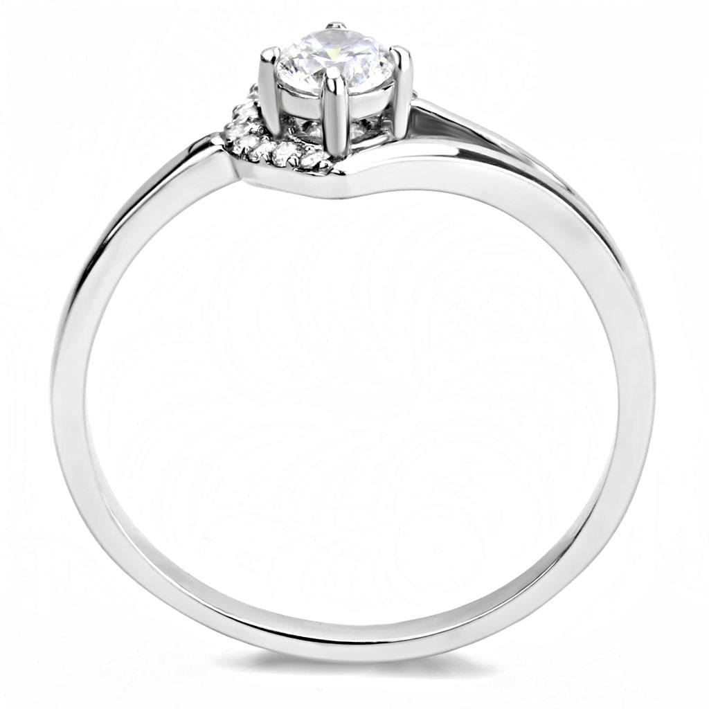 Alamode High polished (no plating) Stainless Steel Ring with AAA Grade CZ in Clear - Alamode