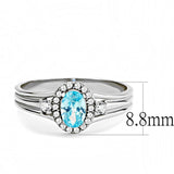 Alamode High polished (no plating) Stainless Steel Ring with AAA Grade CZ in Sea Blue - Alamode