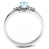 Alamode High polished (no plating) Stainless Steel Ring with AAA Grade CZ in Sea Blue - Alamode