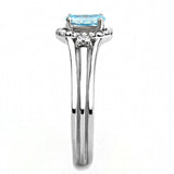 Alamode High polished (no plating) Stainless Steel Ring with AAA Grade CZ in Sea Blue - Alamode