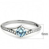 Alamode High polished (no plating) Stainless Steel Ring with AAA Grade CZ in Sea Blue - Alamode