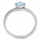 Alamode High polished (no plating) Stainless Steel Ring with AAA Grade CZ in Sea Blue - Alamode