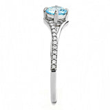 Alamode High polished (no plating) Stainless Steel Ring with AAA Grade CZ in Sea Blue - Alamode