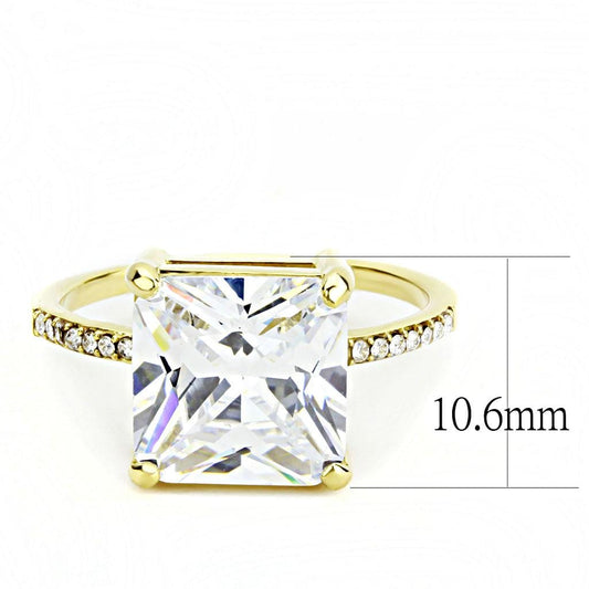 Alamode IP Gold(Ion Plating) Stainless Steel Ring with AAA Grade CZ in Clear - Alamode