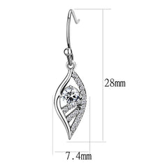 Alamode High polished (no plating) Stainless Steel Earrings with AAA Grade CZ in Clear - Flyclothing LLC