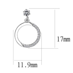 Alamode High polished (no plating) Stainless Steel Earrings with AAA Grade CZ in Clear