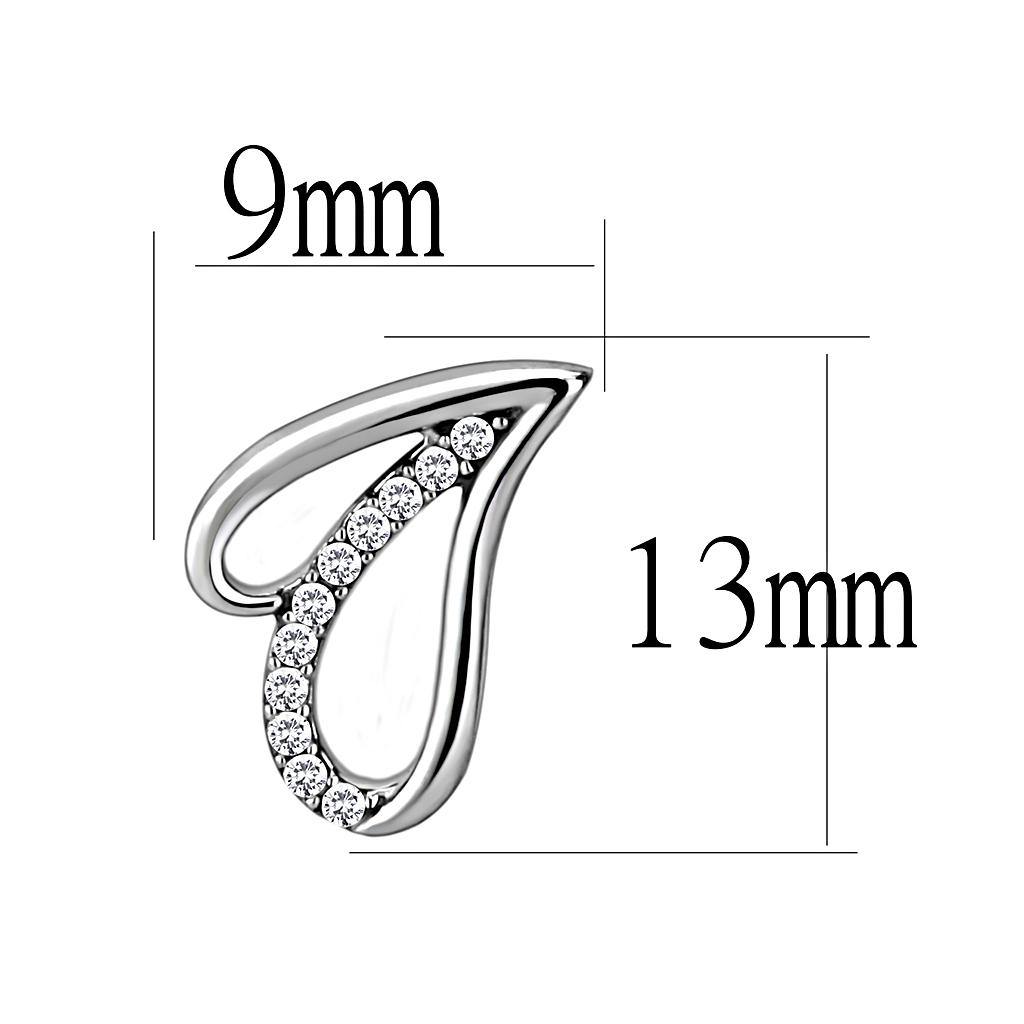 Alamode High polished (no plating) Stainless Steel Earrings with AAA Grade CZ in Clear - Flyclothing LLC