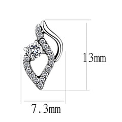 Alamode High polished (no plating) Stainless Steel Earrings with AAA Grade CZ in Clear - Flyclothing LLC