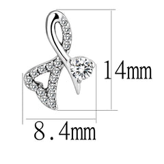 Alamode High polished (no plating) Stainless Steel Earrings with AAA Grade CZ in Clear - Flyclothing LLC