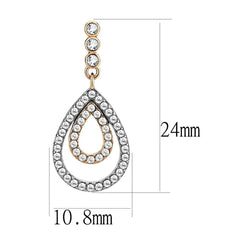 Alamode Two-Tone IP Rose Gold Stainless Steel Earrings with AAA Grade CZ in Clear - Alamode