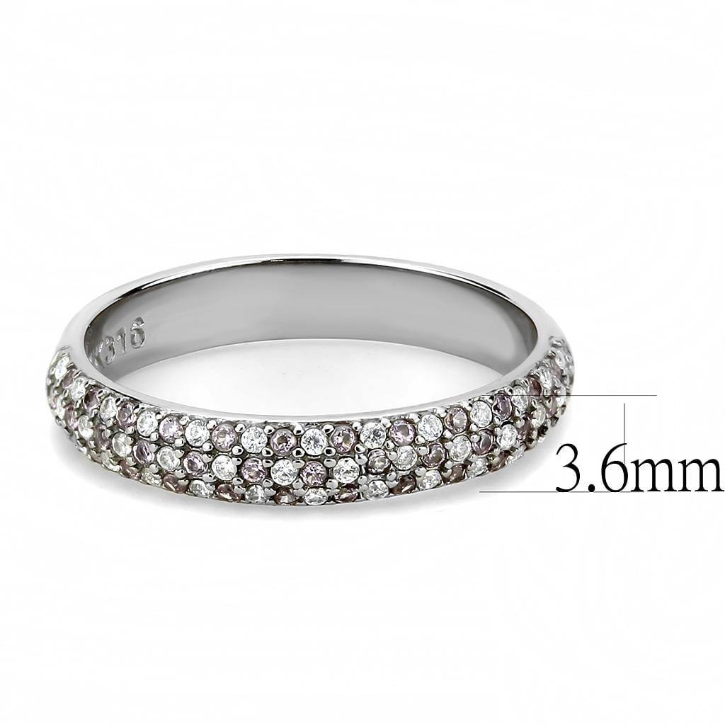 Alamode High polished (no plating) Stainless Steel Ring with AAA Grade CZ in Multi Color - Alamode