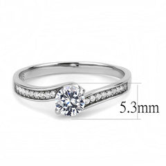 Alamode High polished (no plating) Stainless Steel Ring with AAA Grade CZ in Clear - Alamode