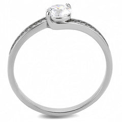 Alamode High polished (no plating) Stainless Steel Ring with AAA Grade CZ in Clear - Alamode