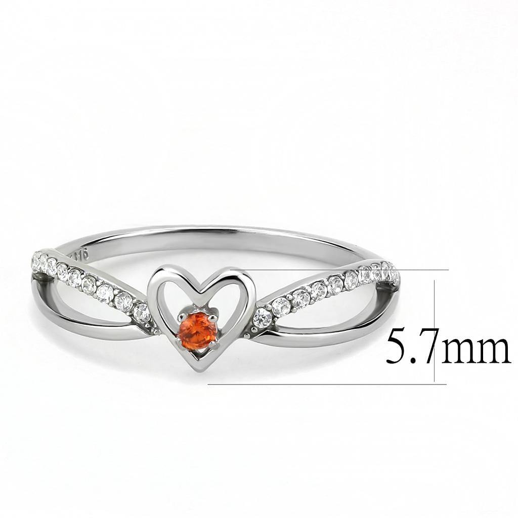 Alamode High polished (no plating) Stainless Steel Ring with AAA Grade CZ in Orange - Alamode