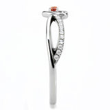 Alamode High polished (no plating) Stainless Steel Ring with AAA Grade CZ in Orange - Alamode