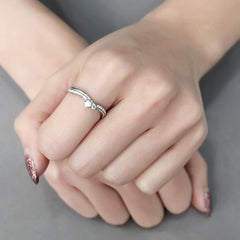 Alamode High polished (no plating) Stainless Steel Ring with AAA Grade CZ in Clear - Flyclothing LLC