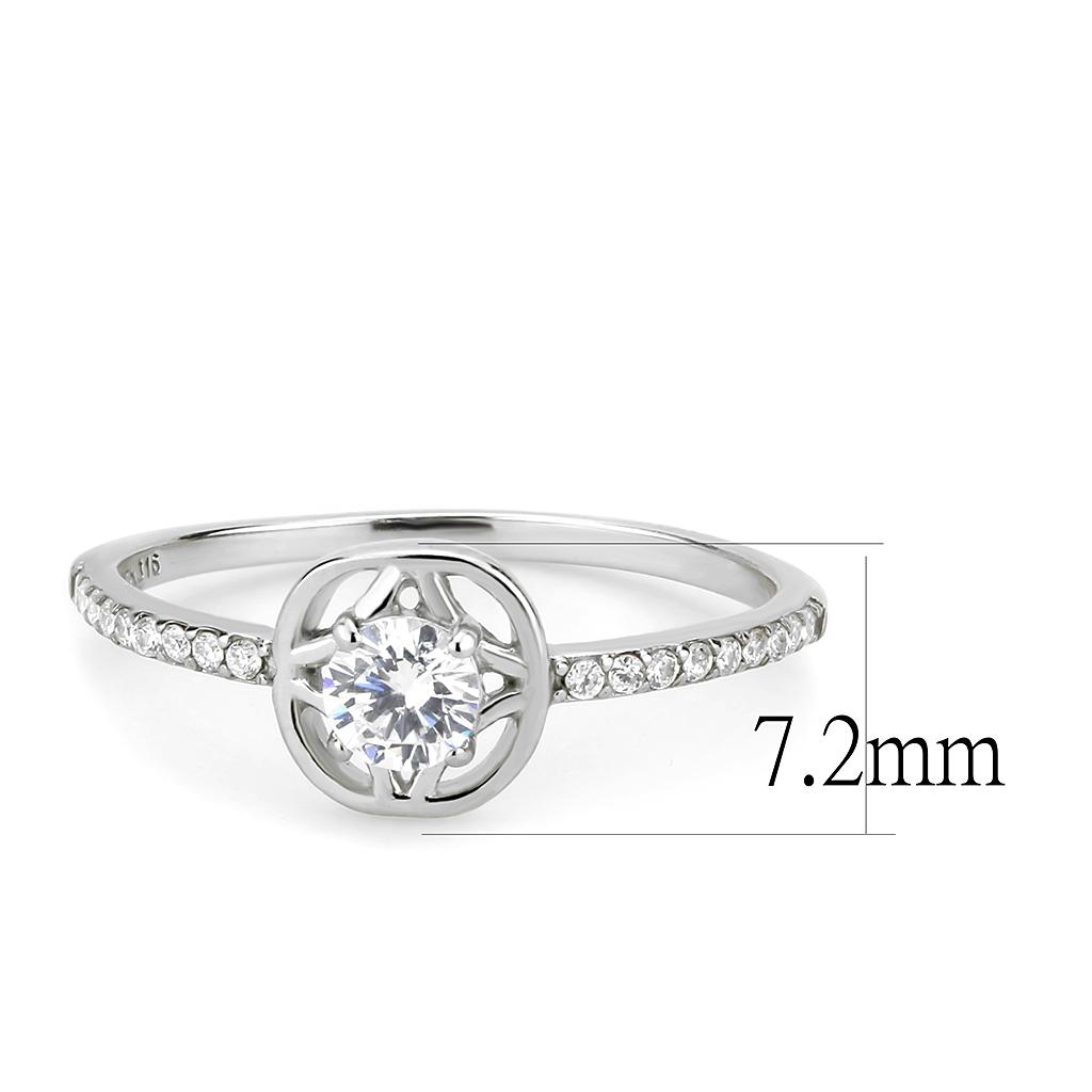 Alamode High polished (no plating) Stainless Steel Ring with AAA Grade CZ in Clear - Flyclothing LLC