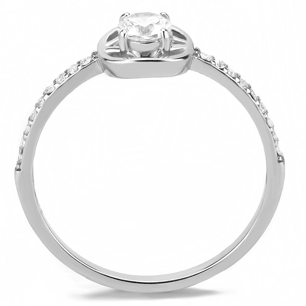 Alamode High polished (no plating) Stainless Steel Ring with AAA Grade CZ in Clear - Flyclothing LLC