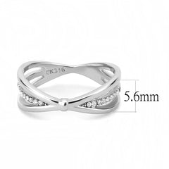 Alamode High polished (no plating) Stainless Steel Ring with AAA Grade CZ in Clear - Flyclothing LLC