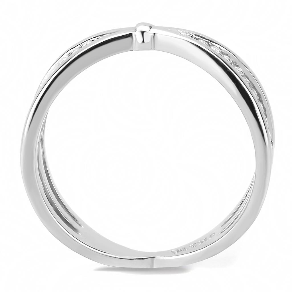 Alamode High polished (no plating) Stainless Steel Ring with AAA Grade CZ in Clear - Flyclothing LLC