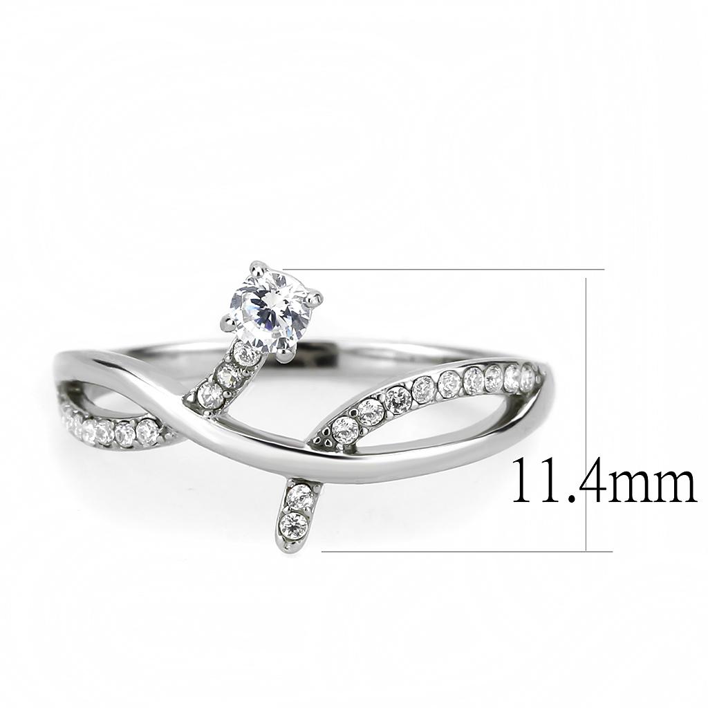 Alamode High polished (no plating) Stainless Steel Ring with AAA Grade CZ in Clear - Flyclothing LLC