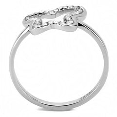 Alamode High polished (no plating) Stainless Steel Ring with AAA Grade CZ in Clear - Flyclothing LLC