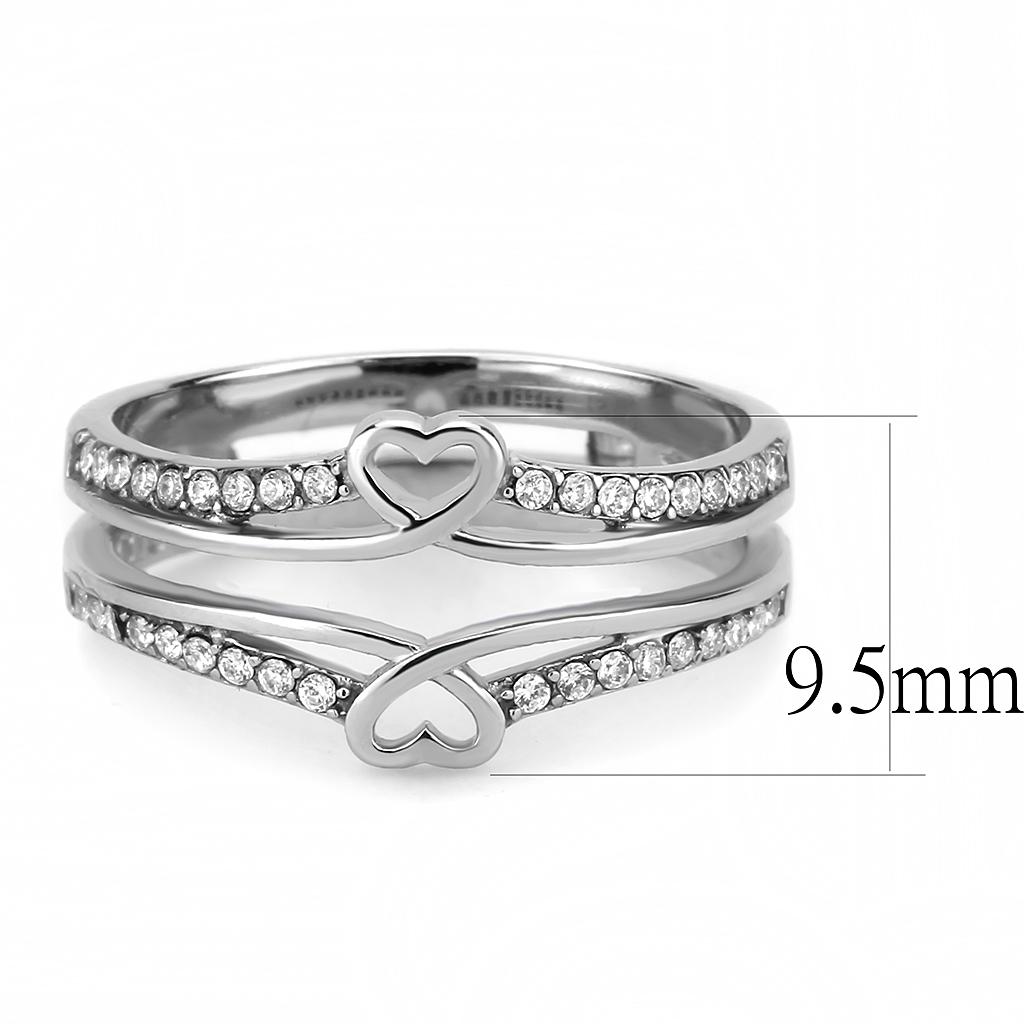 Alamode High polished (no plating) Stainless Steel Ring with AAA Grade CZ in Clear - Flyclothing LLC