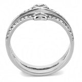 Alamode High polished (no plating) Stainless Steel Ring with AAA Grade CZ in Clear - Flyclothing LLC