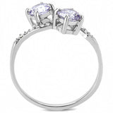 Alamode High polished (no plating) Stainless Steel Ring with AAA Grade CZ in Light Amethyst - Alamode