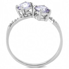 Alamode High polished (no plating) Stainless Steel Ring with AAA Grade CZ in Light Amethyst - Alamode