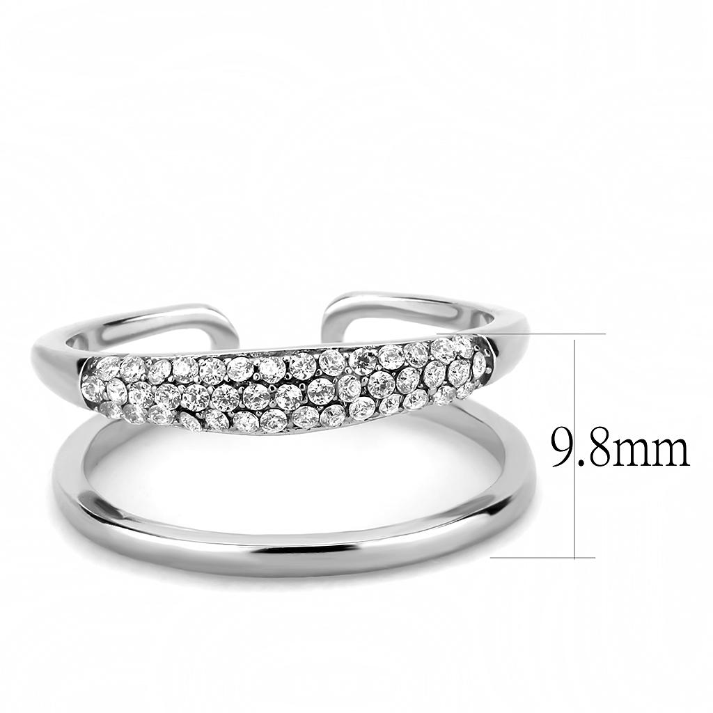 Alamode High polished (no plating) Stainless Steel Ring with AAA Grade CZ in Clear - Flyclothing LLC