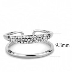 Alamode High polished (no plating) Stainless Steel Ring with AAA Grade CZ in Clear - Flyclothing LLC