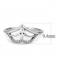 Alamode High polished (no plating) Stainless Steel Ring with AAA Grade CZ in Clear - Flyclothing LLC