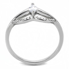 Alamode High polished (no plating) Stainless Steel Ring with AAA Grade CZ in Clear - Flyclothing LLC