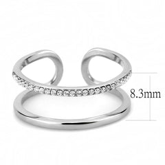 Alamode High polished (no plating) Stainless Steel Ring with AAA Grade CZ in Clear - Flyclothing LLC