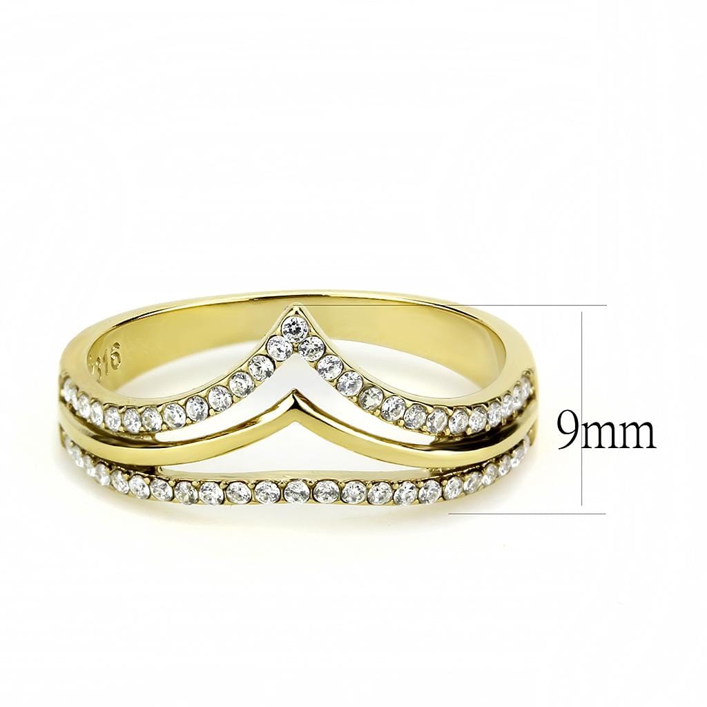 Alamode IP Gold(Ion Plating) Stainless Steel Ring with AAA Grade CZ in Clear - Alamode