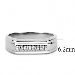 Alamode High polished (no plating) Stainless Steel Ring with AAA Grade CZ in Clear - Flyclothing LLC