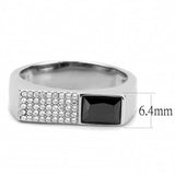 Alamode High polished (no plating) Stainless Steel Ring with AAA Grade CZ in Black Diamond - Flyclothing LLC