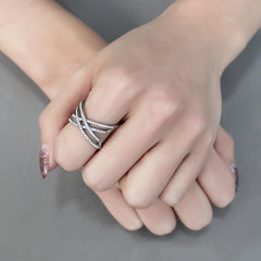 Alamode High polished (no plating) Stainless Steel Ring with AAA Grade CZ in Clear - Flyclothing LLC