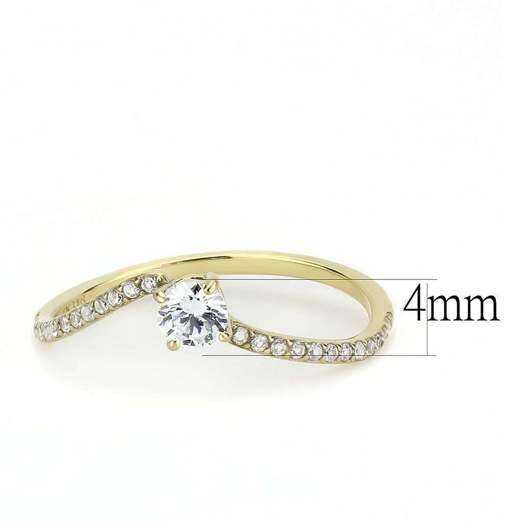 Alamode IP Gold(Ion Plating) Stainless Steel Ring with AAA Grade CZ in Clear - Alamode