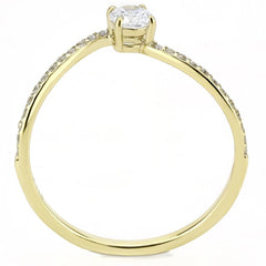 Alamode IP Gold(Ion Plating) Stainless Steel Ring with AAA Grade CZ in Clear - Alamode