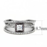 Alamode High polished (no plating) Stainless Steel Ring with AAA Grade CZ in Clear - Flyclothing LLC