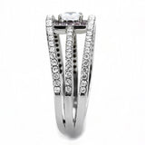 Alamode High polished (no plating) Stainless Steel Ring with AAA Grade CZ in Clear - Flyclothing LLC