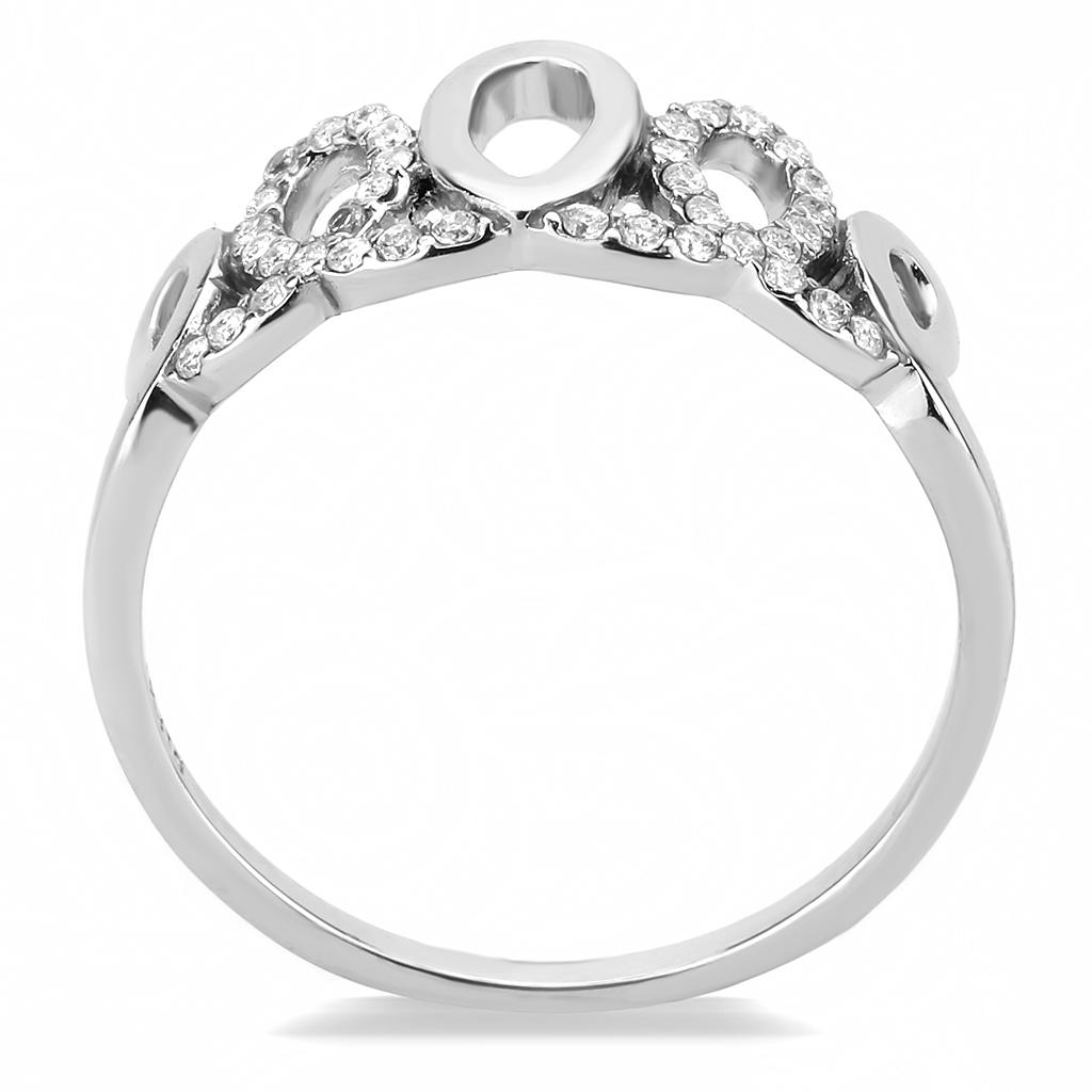 Alamode High polished (no plating) Stainless Steel Ring with AAA Grade CZ in Clear - Flyclothing LLC