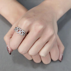 Alamode High polished (no plating) Stainless Steel Ring with AAA Grade CZ in Clear - Flyclothing LLC