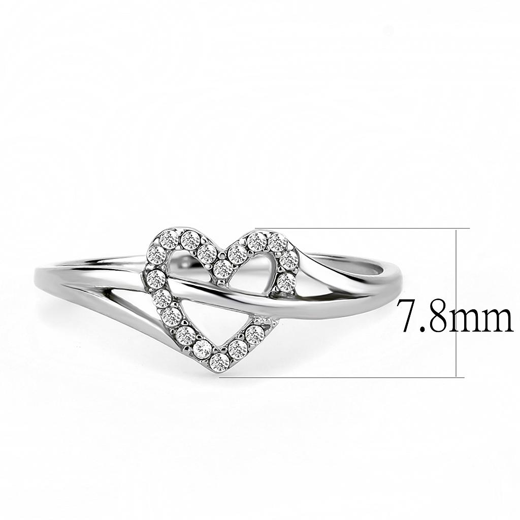 Alamode High polished (no plating) Stainless Steel Ring with AAA Grade CZ in Clear - Flyclothing LLC