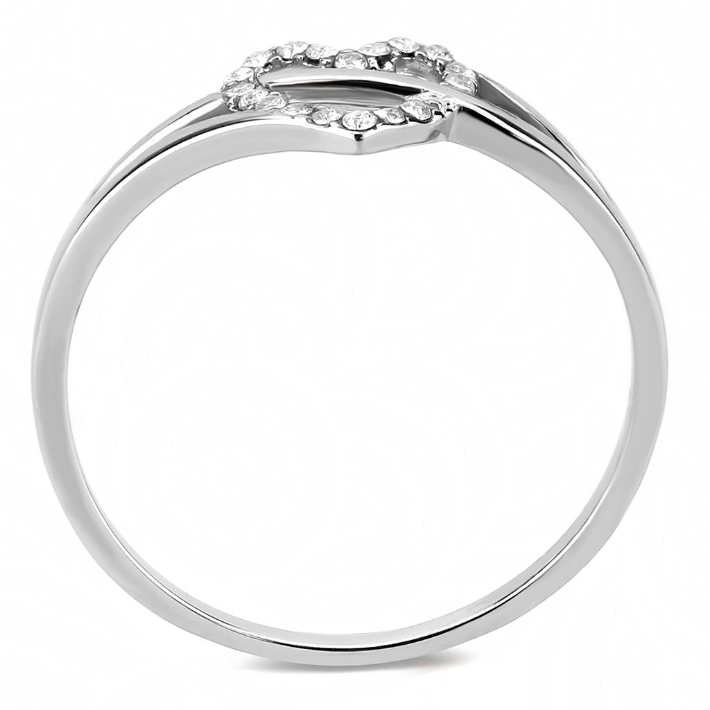 Alamode High polished (no plating) Stainless Steel Ring with AAA Grade CZ in Clear - Flyclothing LLC