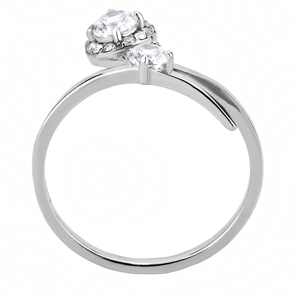 Alamode High polished (no plating) Stainless Steel Ring with AAA Grade CZ in Clear - Flyclothing LLC